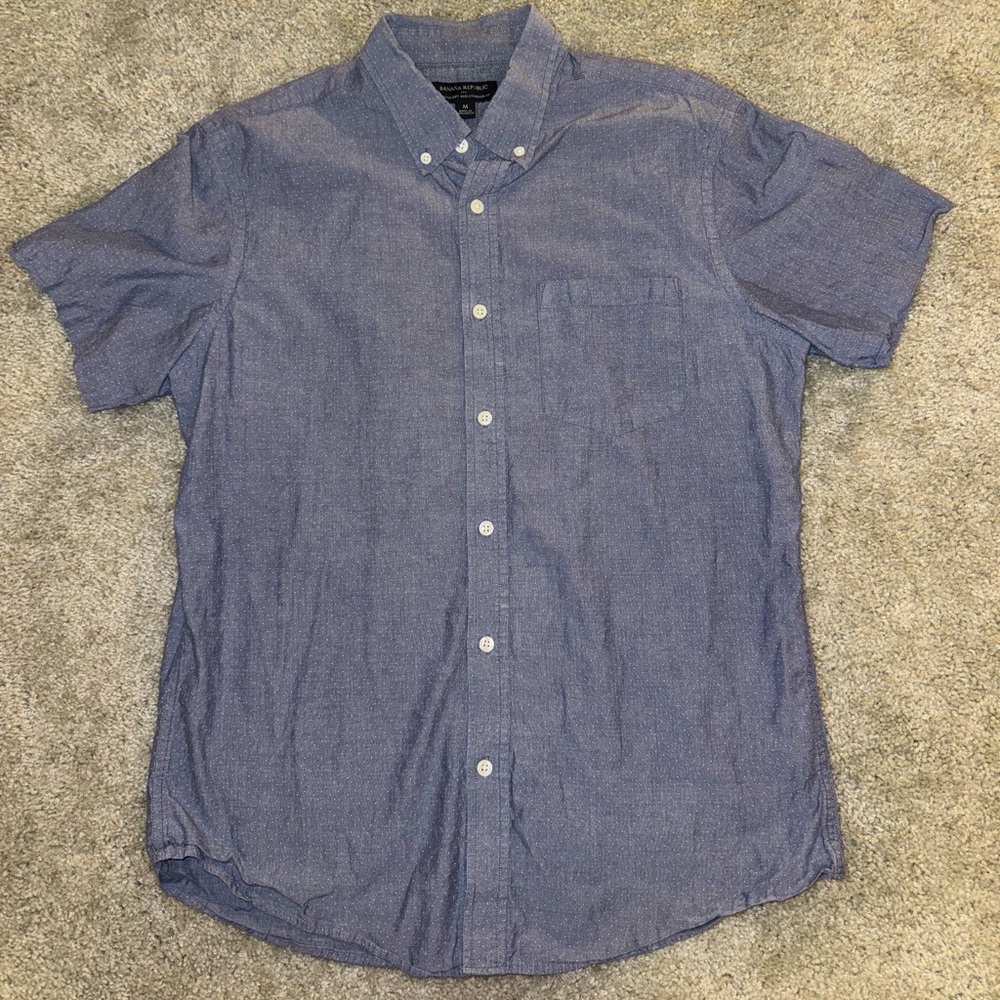 Banana Republic Standard Fit Short Sleeve Button Down Shirt Medium